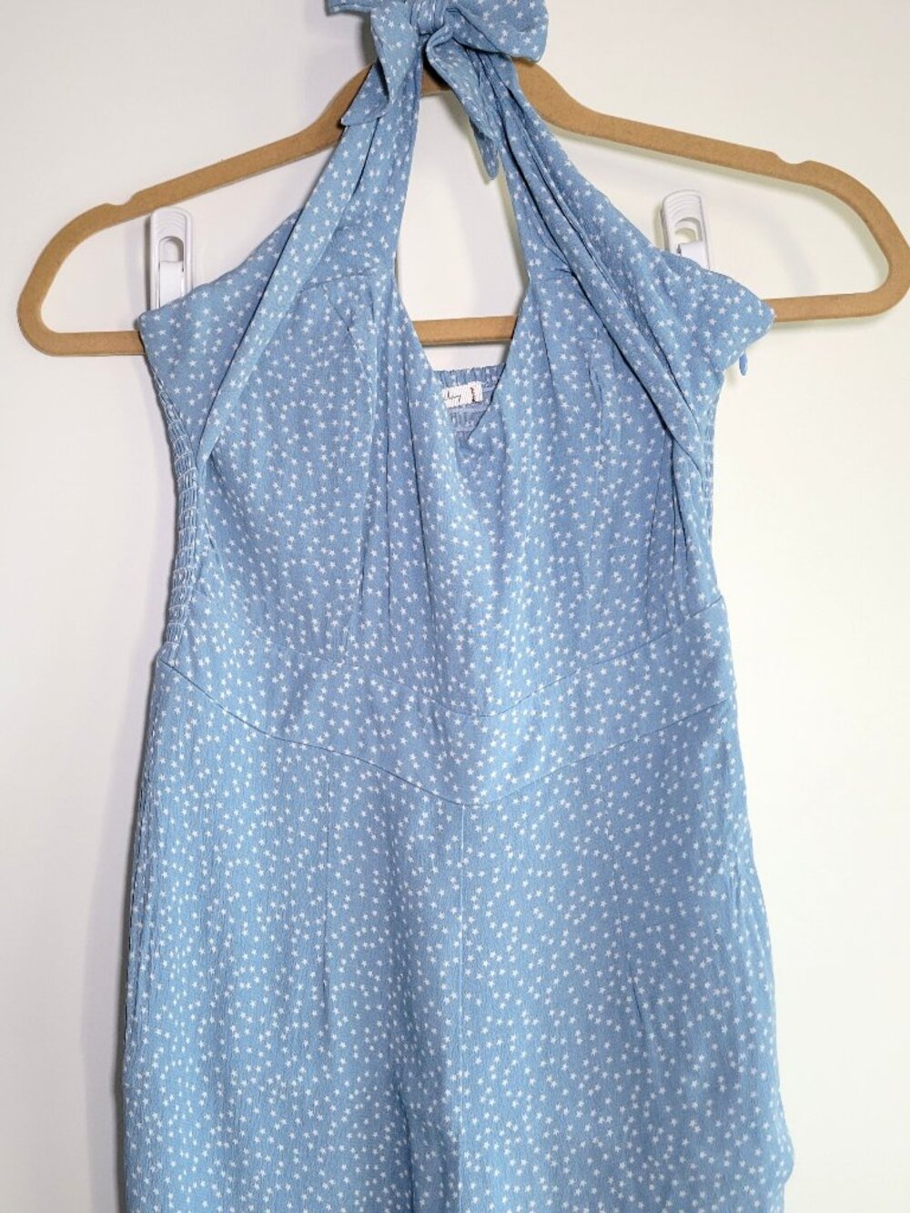Willow and Clay White Star Blue Halter Jumpsuit